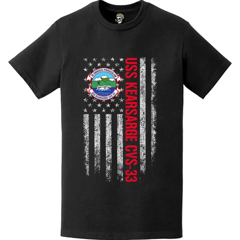 USS Kearsarge (CVS-33) Patriotic Ship's Crest Logo American Flag T-Shirt