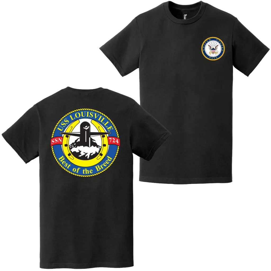 USS Louisville (SSN-724) Double-Sided Logo T-Shirt