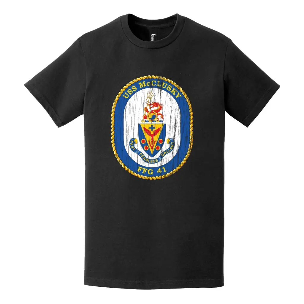 USS McClusky (FFG-41) Logo Emblem Distressed T-Shirt