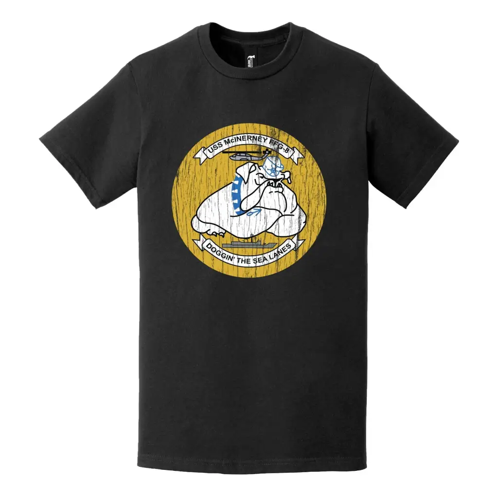 USS McInerney (FFG-8) Logo Emblem Distressed T-Shirt