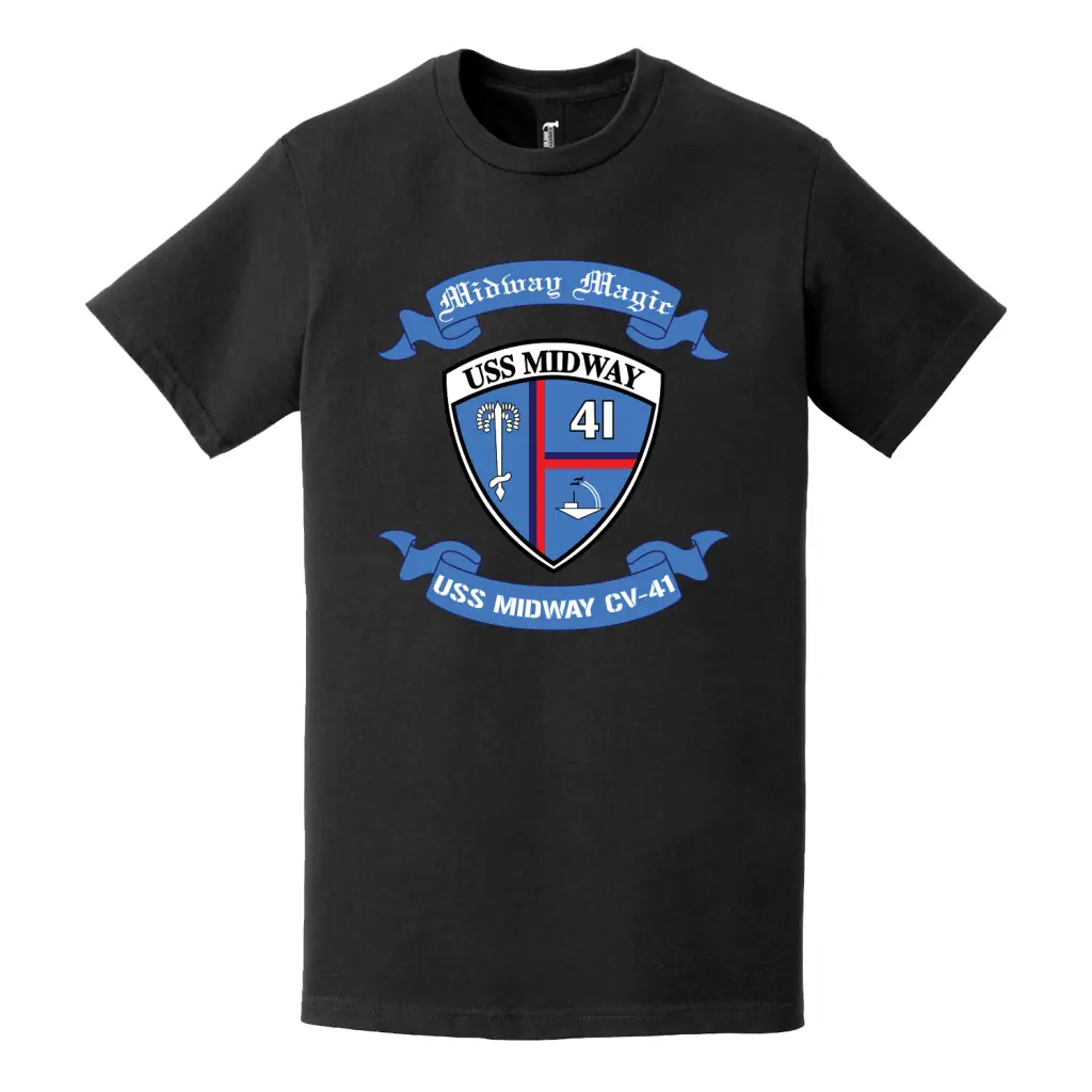 USS Midway (CV-41) Scroll Logo Emblem T-Shirt