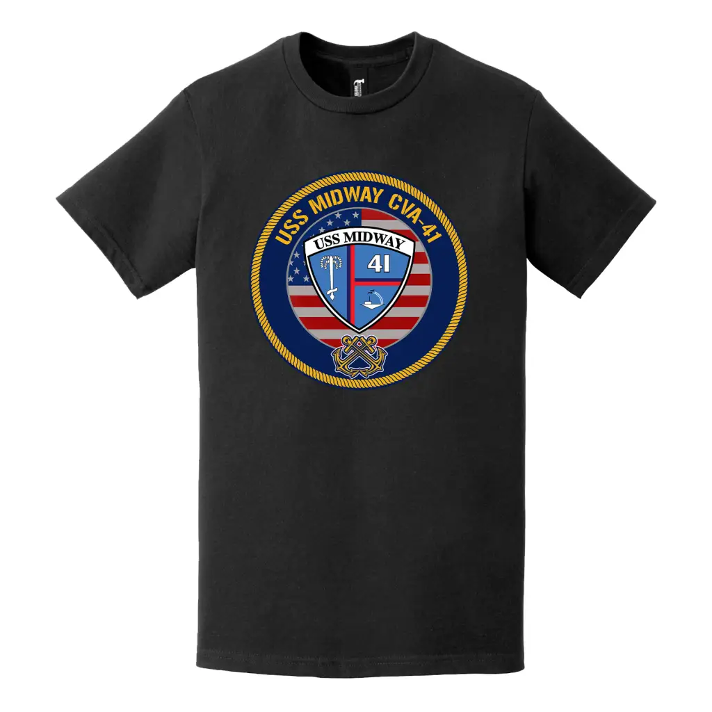 USS Midway (CVA-41) American Flag Emblem T-Shirt