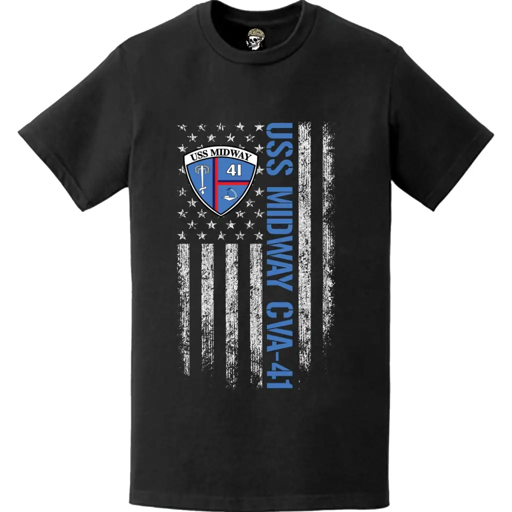 USS Midway (CVA-41) American Flag Logo T-Shirt