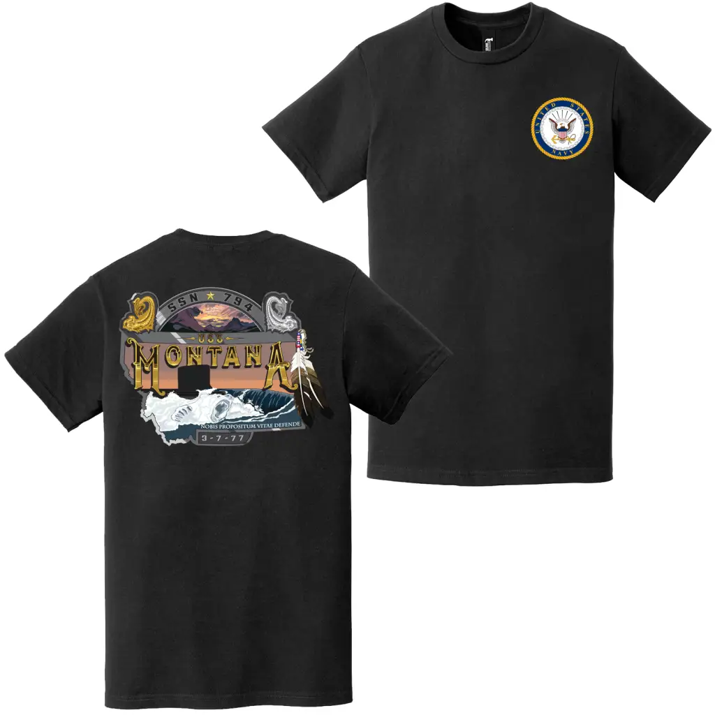 USS Montana (SSN-794) Double-Sided Logo T-Shirt