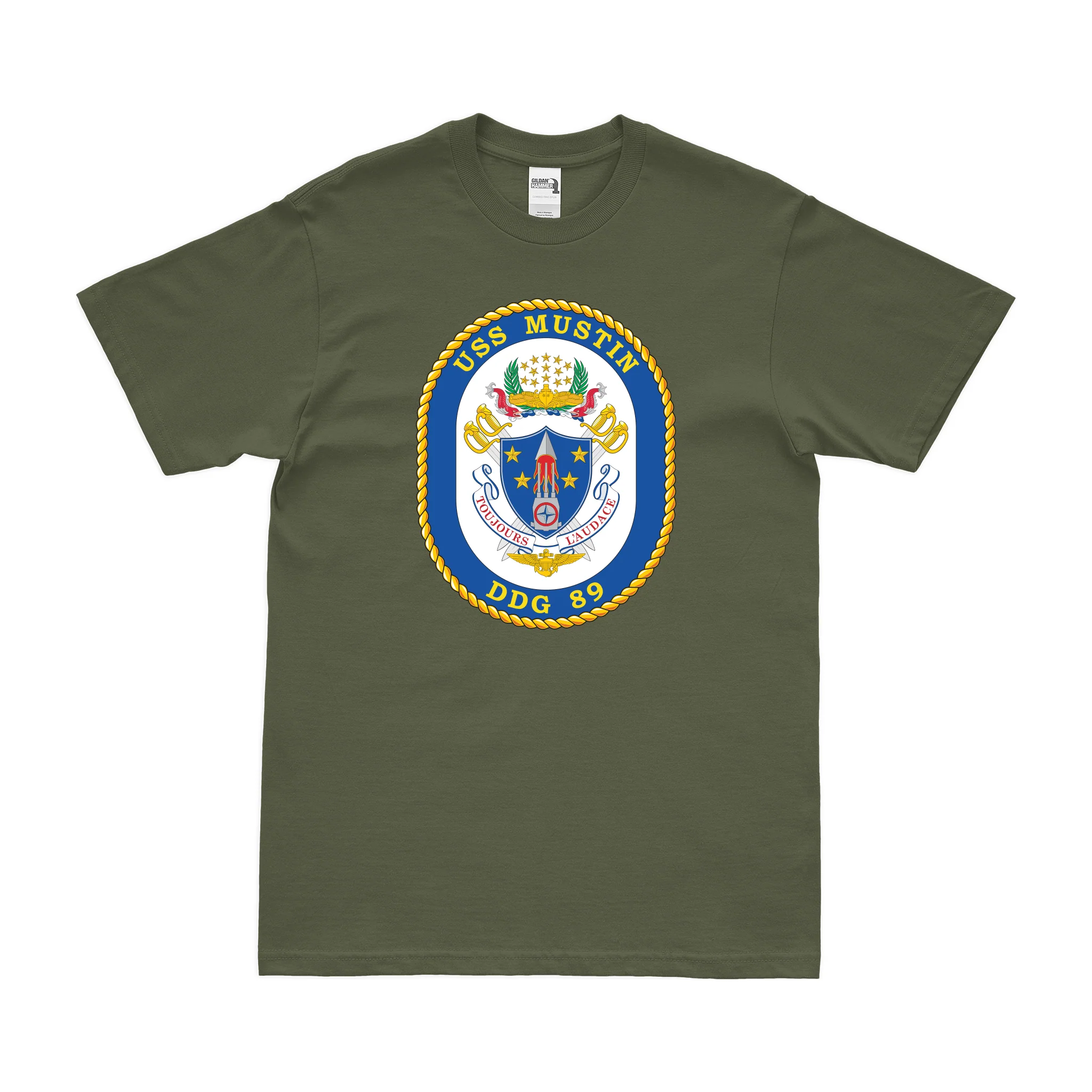 USS Mustin (DDG-89) Logo Emblem T-Shirt - Image 2