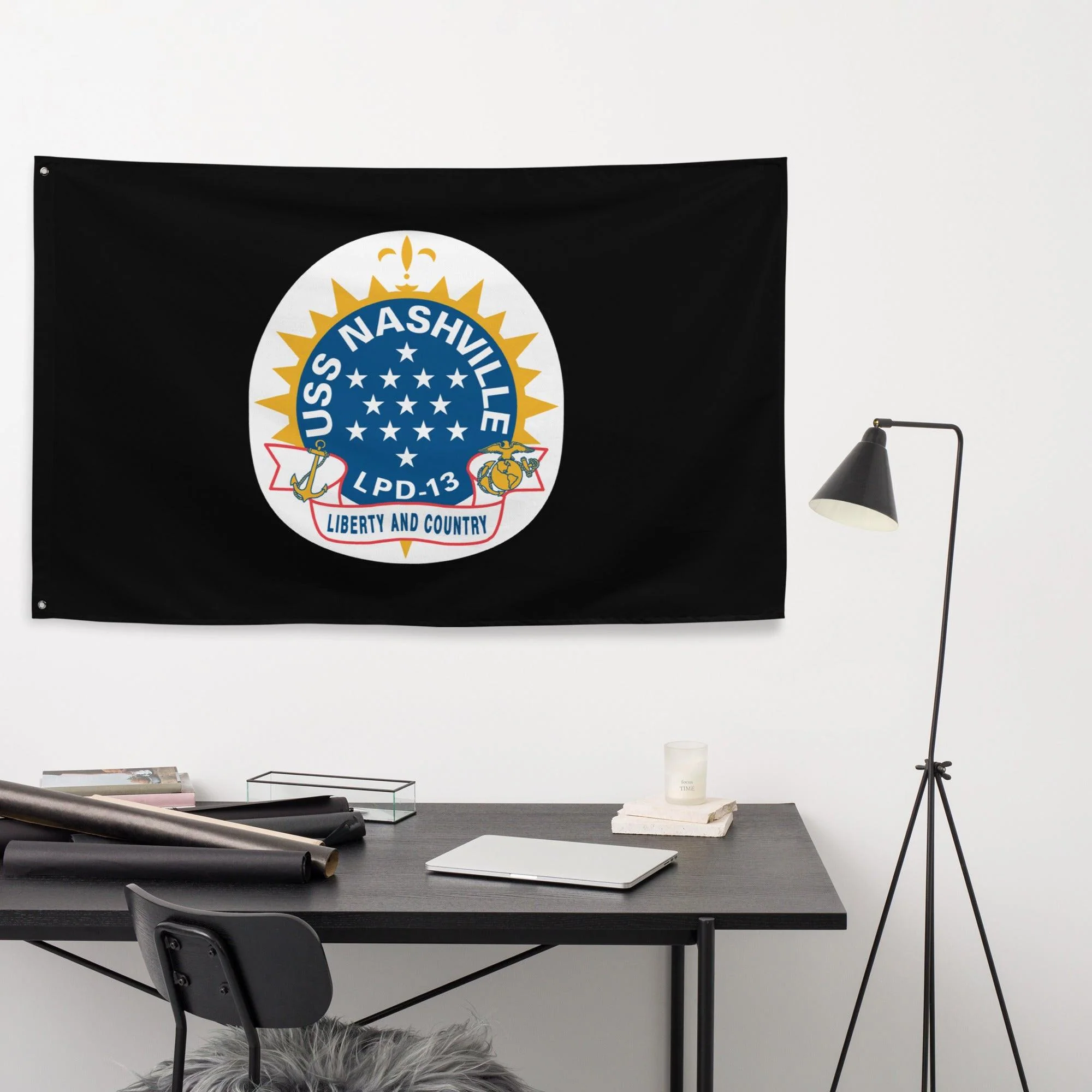USS Nashville (LPD-13) Black Wall Flag - Image 2