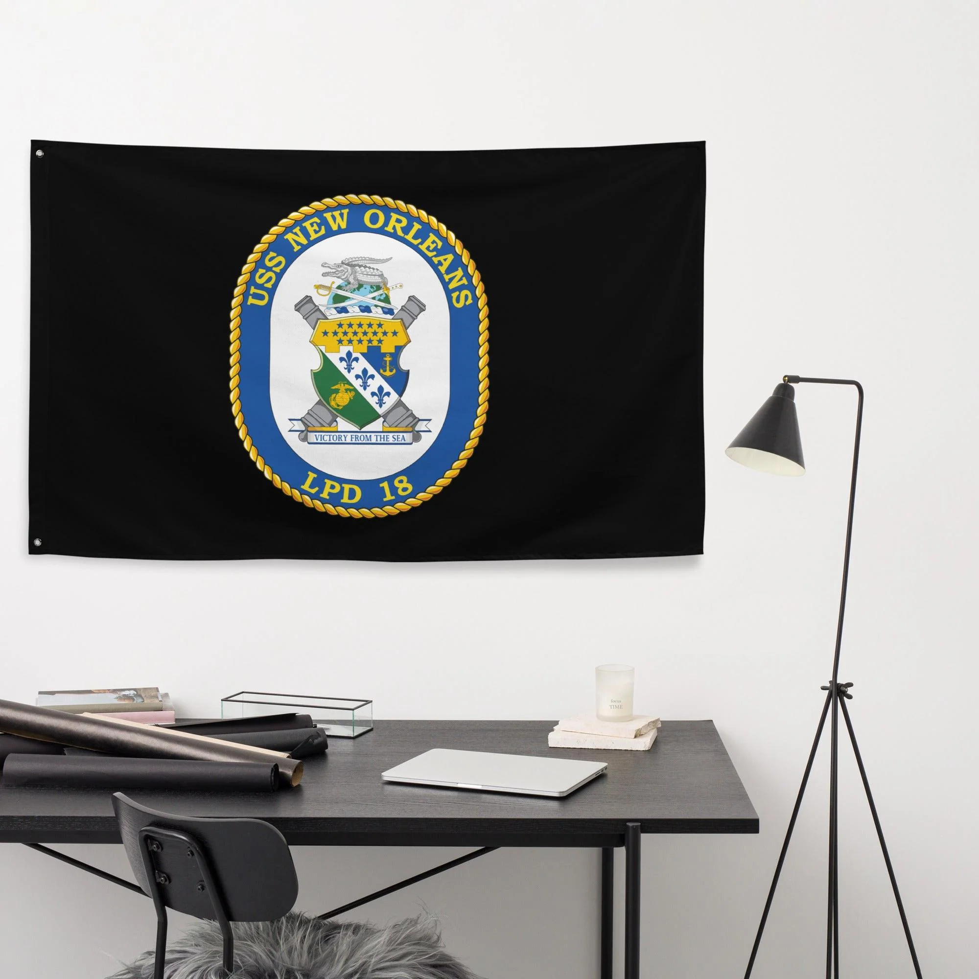 USS New Orleans (LPD-18) Black Wall Flag - Image 2