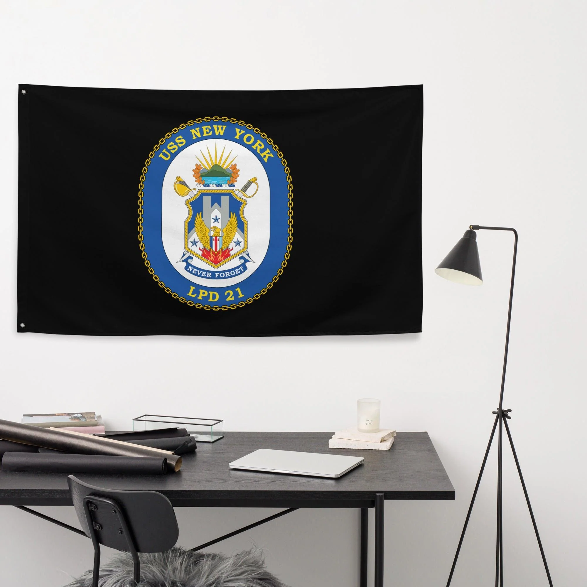 USS New York (LPD-21) Black Wall Flag - Image 2