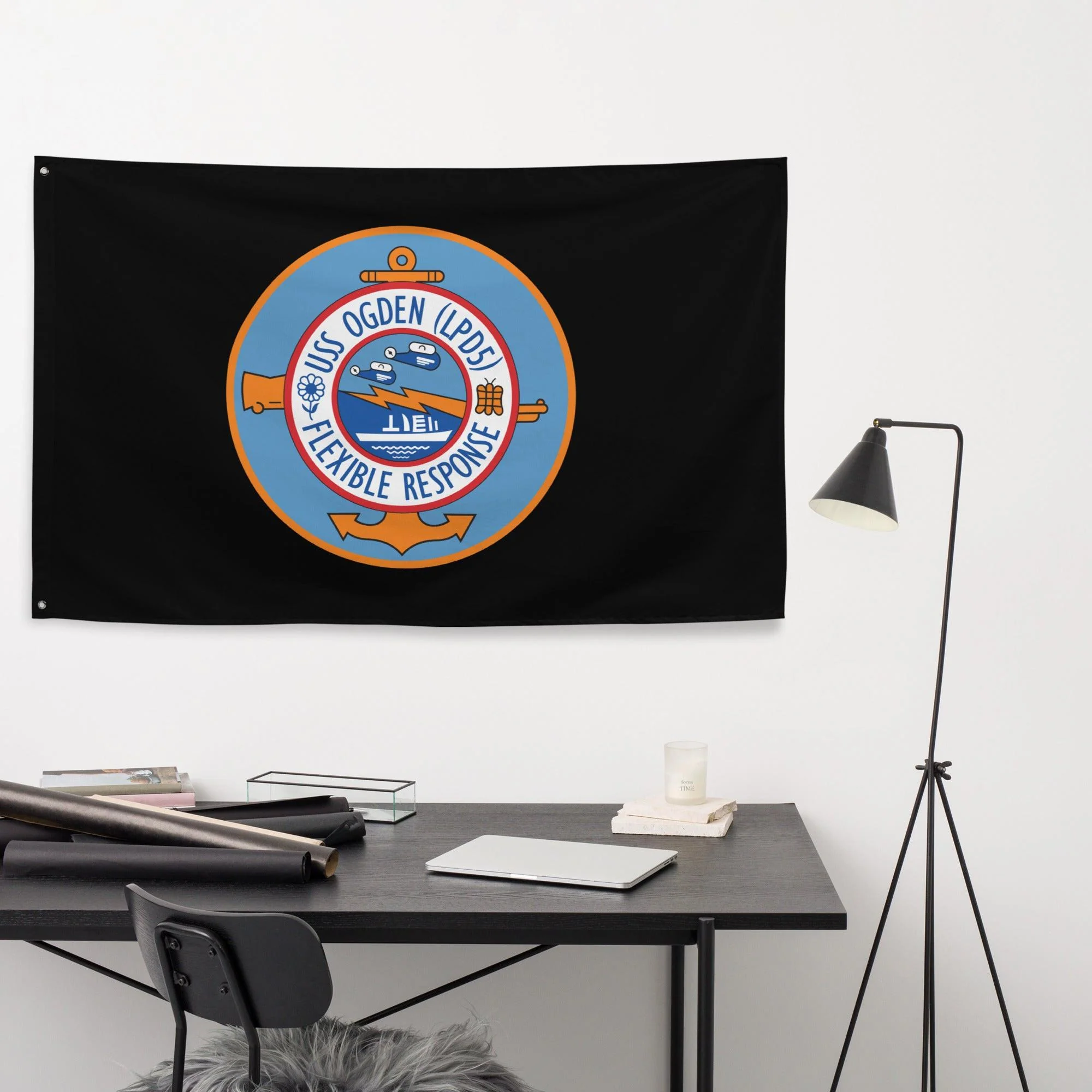 USS Ogden (LPD-5) Black Wall Flag - Image 2