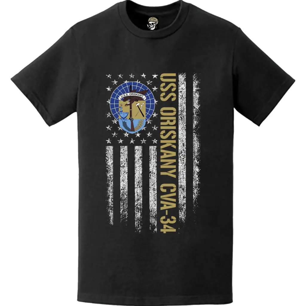 USS Oriskany (CVA-34) Patriotic Ship's Crest Logo American Flag T-Shirt