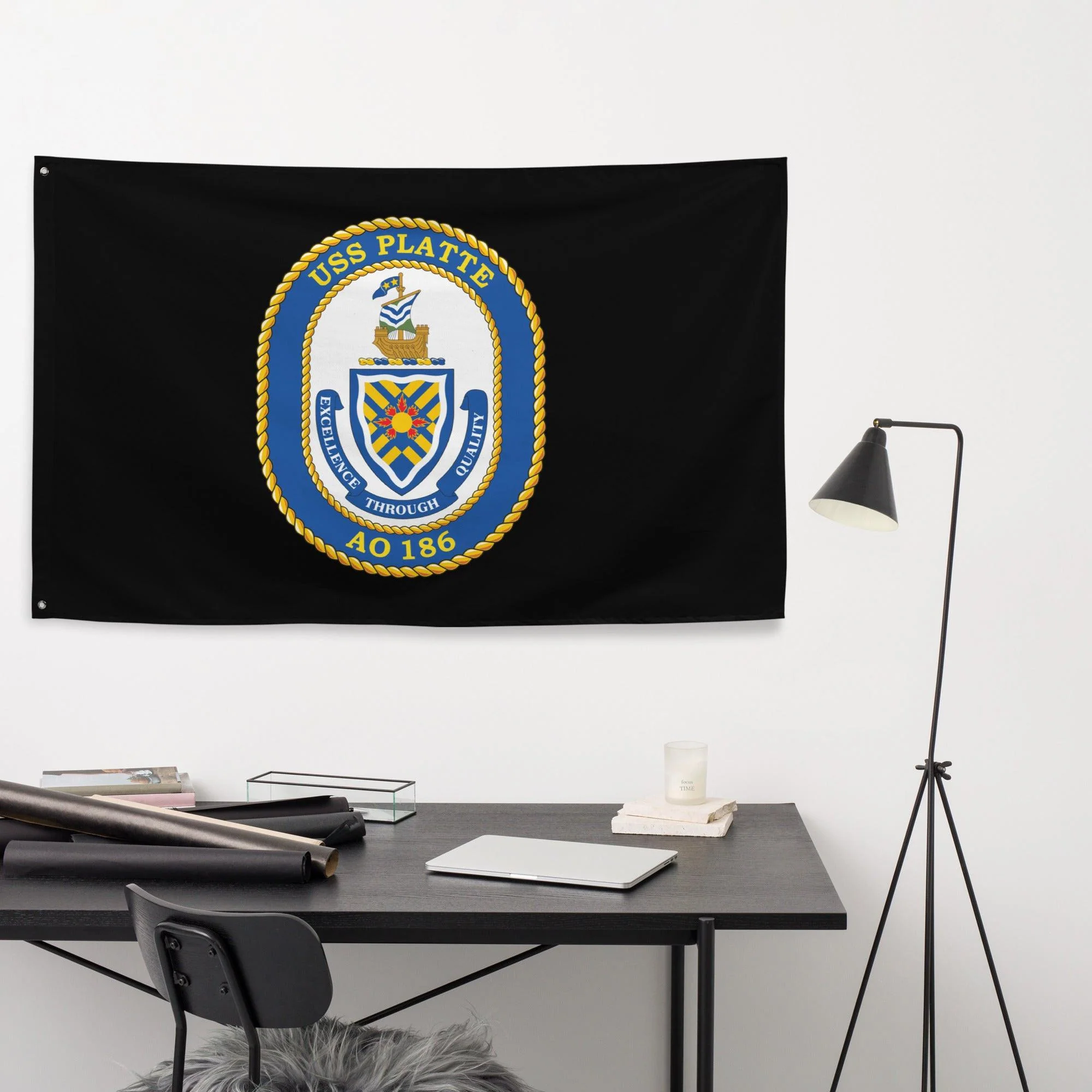 USS Platte (AO-186) Black Wall Flag - Image 2