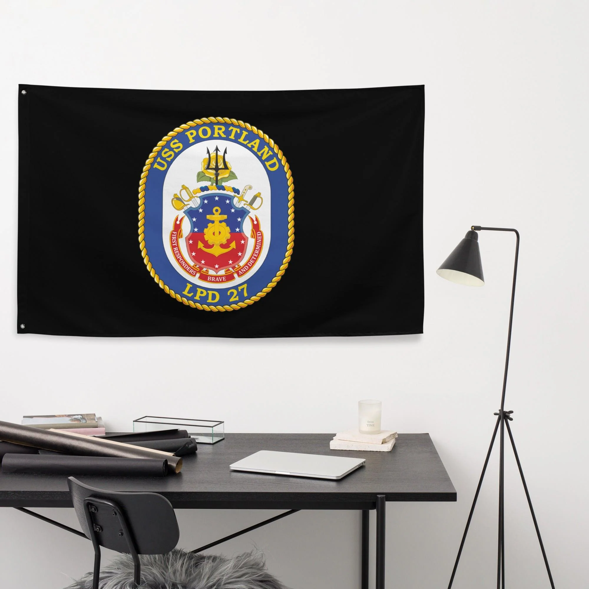 USS Portland (LPD-27) Black Wall Flag - Image 2