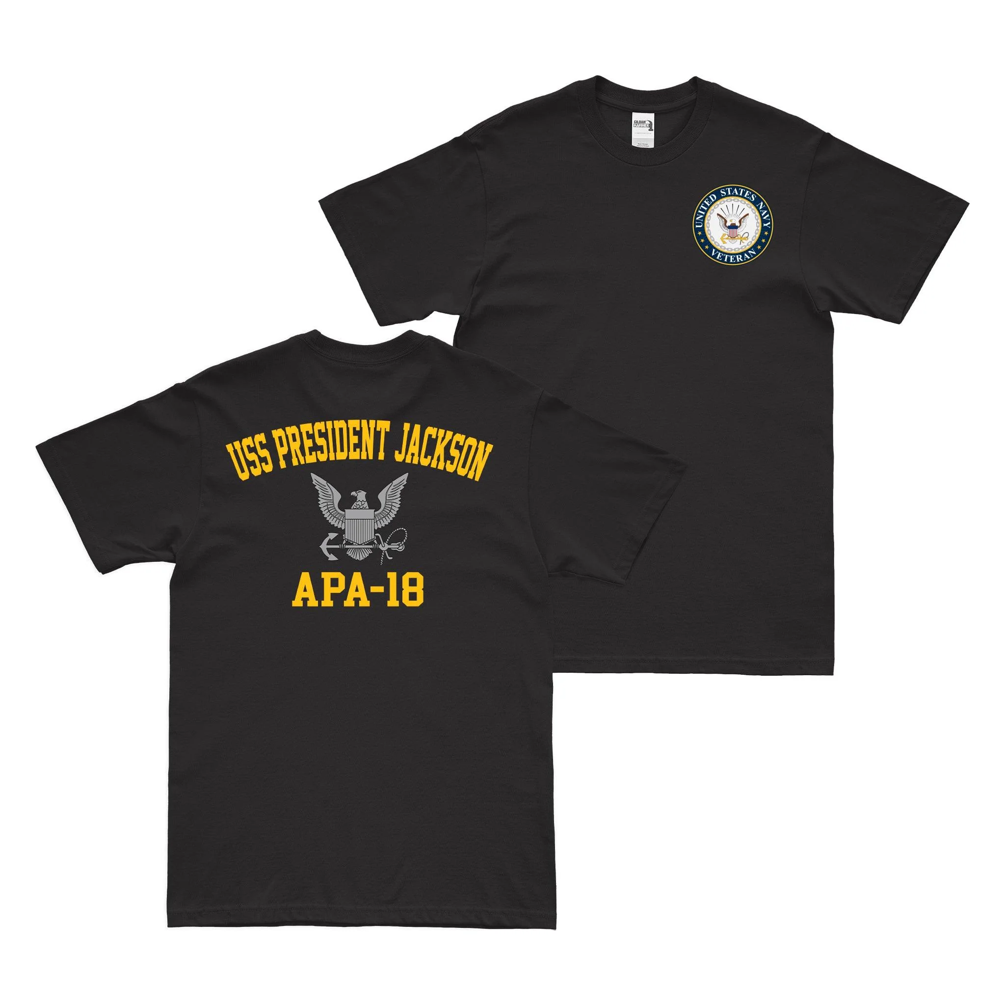 Double-Sided USS President Jackson (APA-18) Veteran T-Shirt