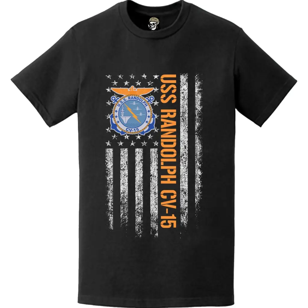 USS Randolph (CV-15) Patriotic Ship's Crest Logo American Flag T-Shirt