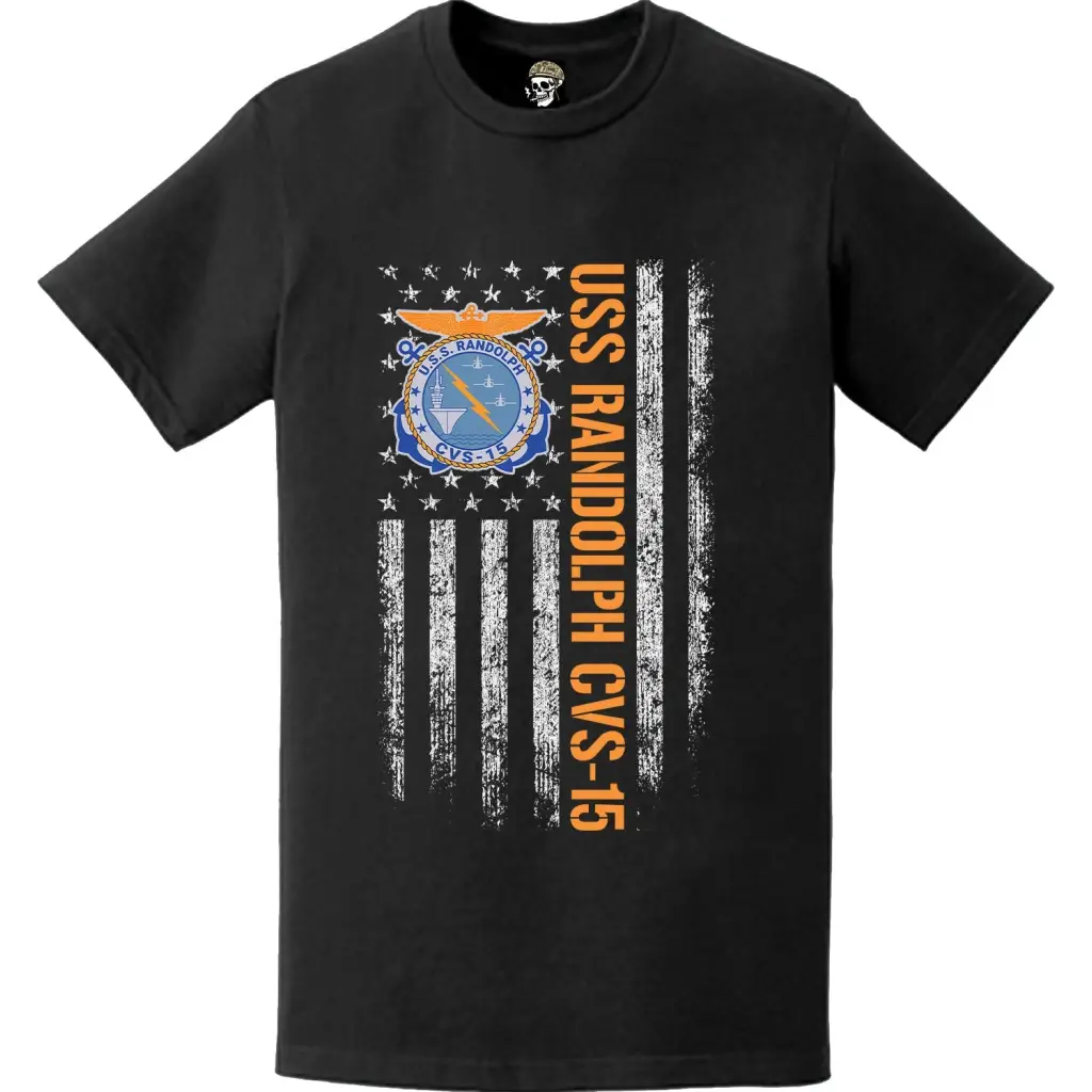 USS Randolph (CVS-15) Patriotic Ship's Crest Logo American Flag T-Shirt