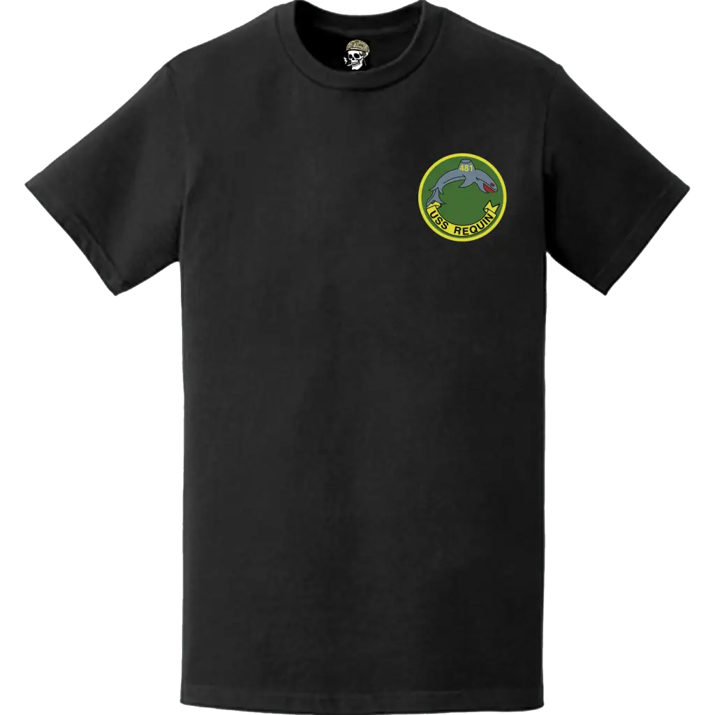 USS Requin (SS-481) Submarine Left Chest Logo Emblem T-Shirt