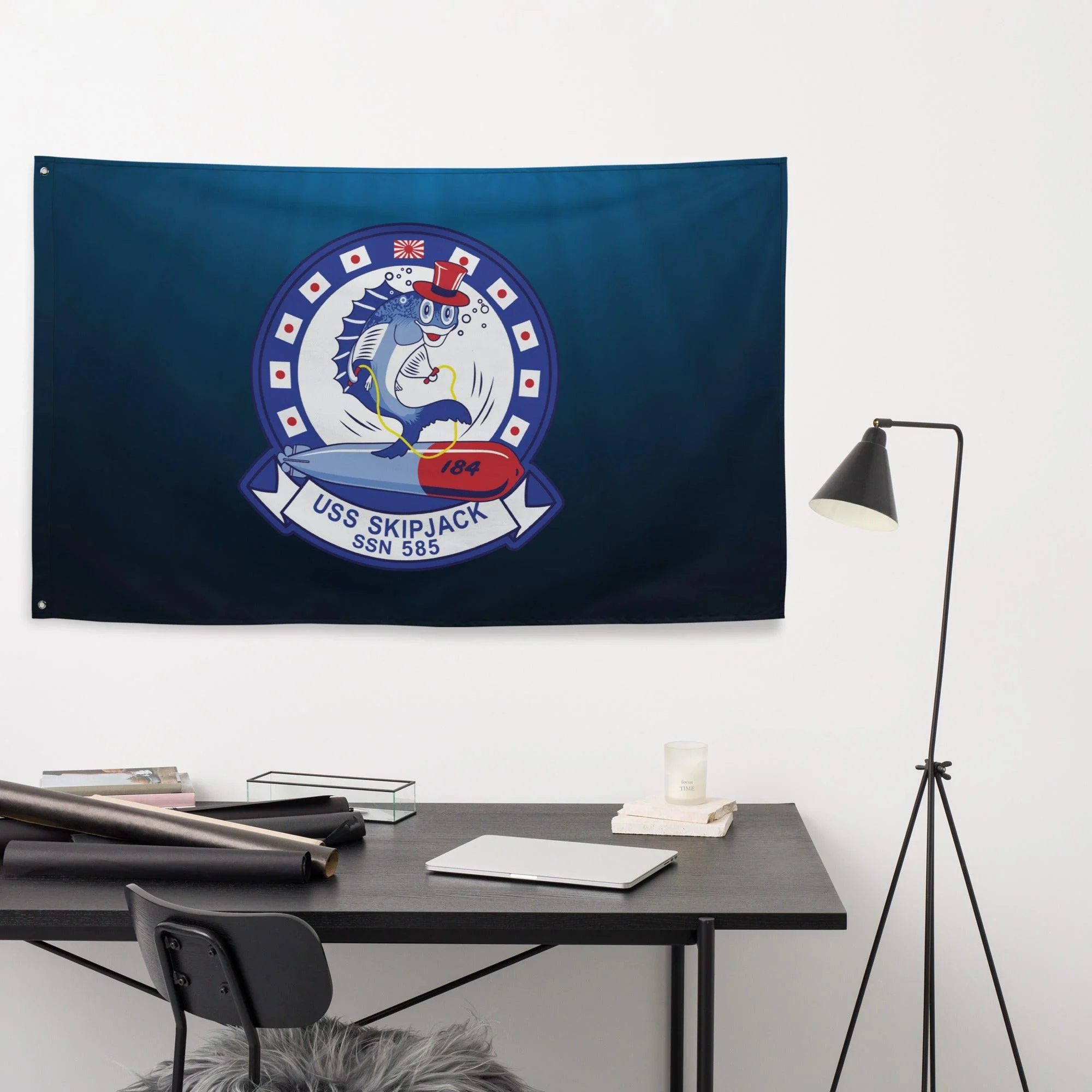 USS Skipjack (SSN-585) Submarine Logo Wall Flag - Image 2