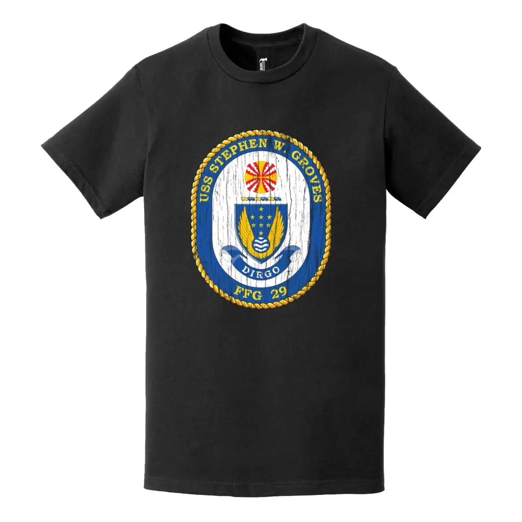 USS Stephen W. Groves (FFG-29) Logo Distressed T-Shirt