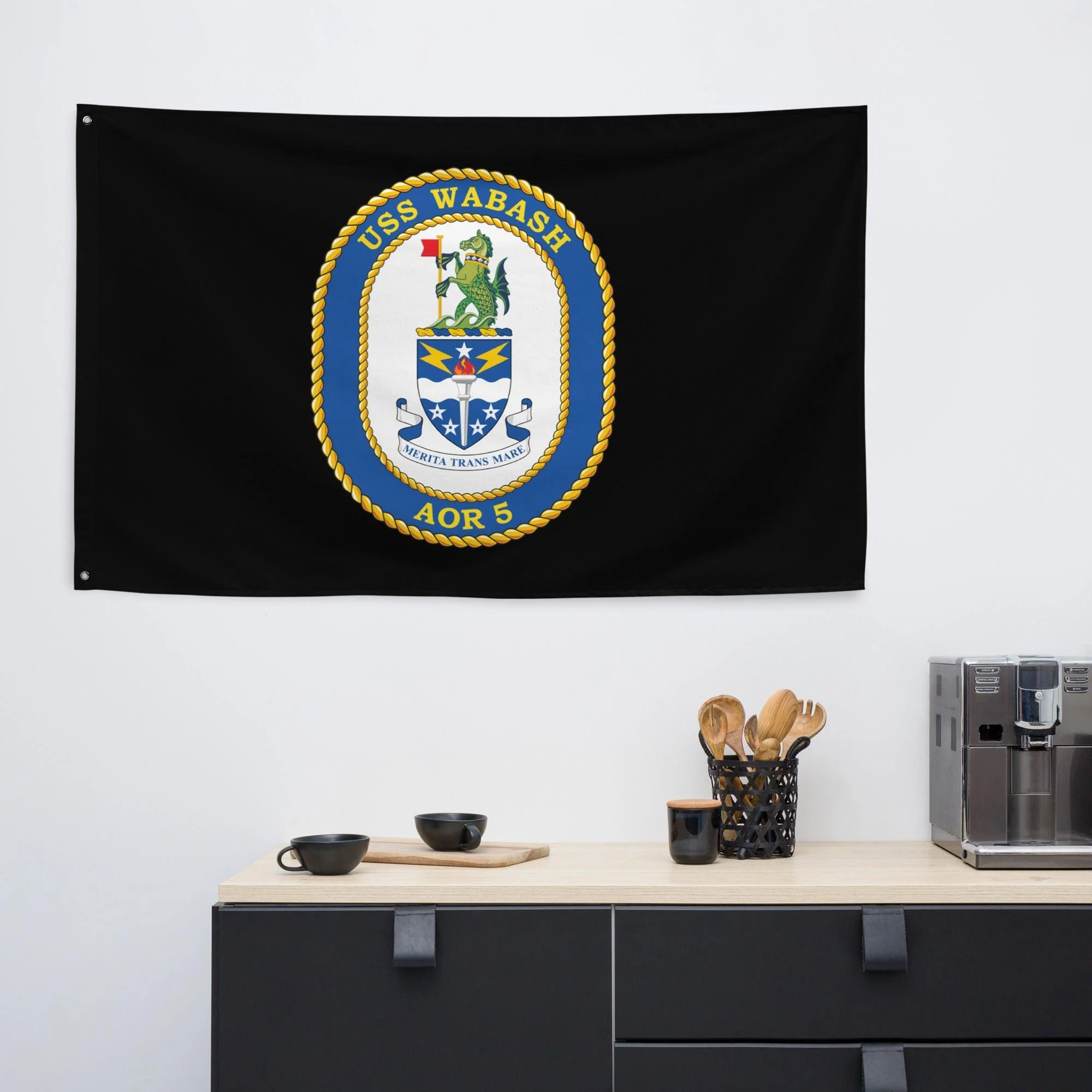 USS Wabash (AOR-5) Black Wall Flag - Image 2