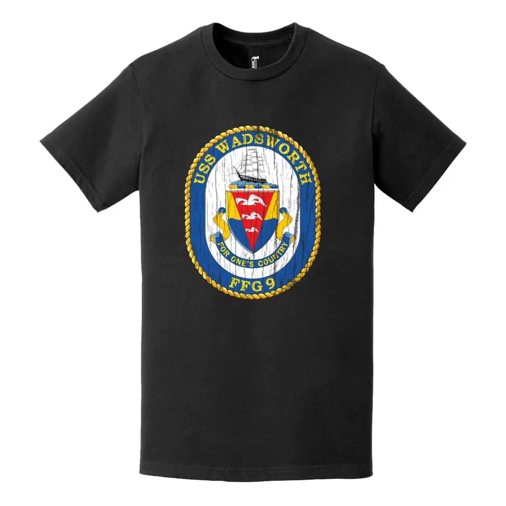 USS Wadsworth (FFG-9) Logo Emblem Distressed T-Shirt