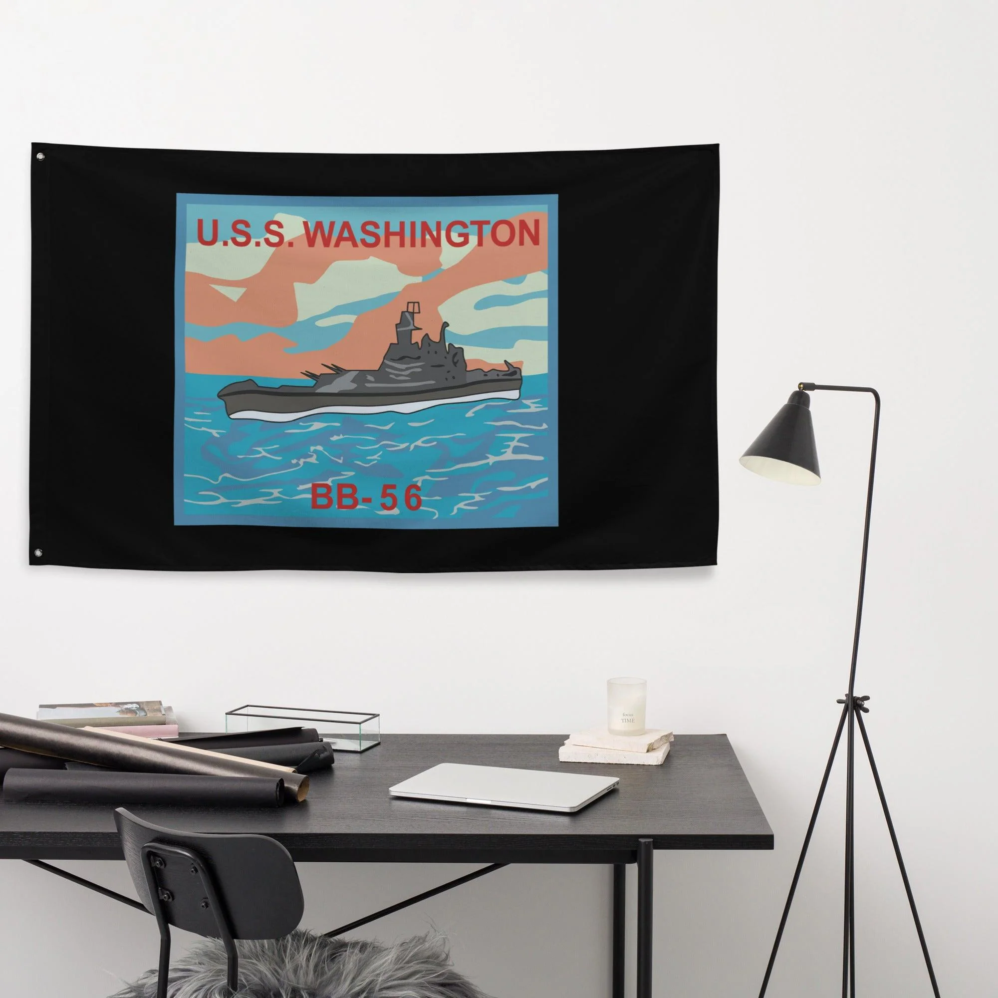 USS Washington (BB-56) Battleship Legacy Indoor Wall Flag - Image 2