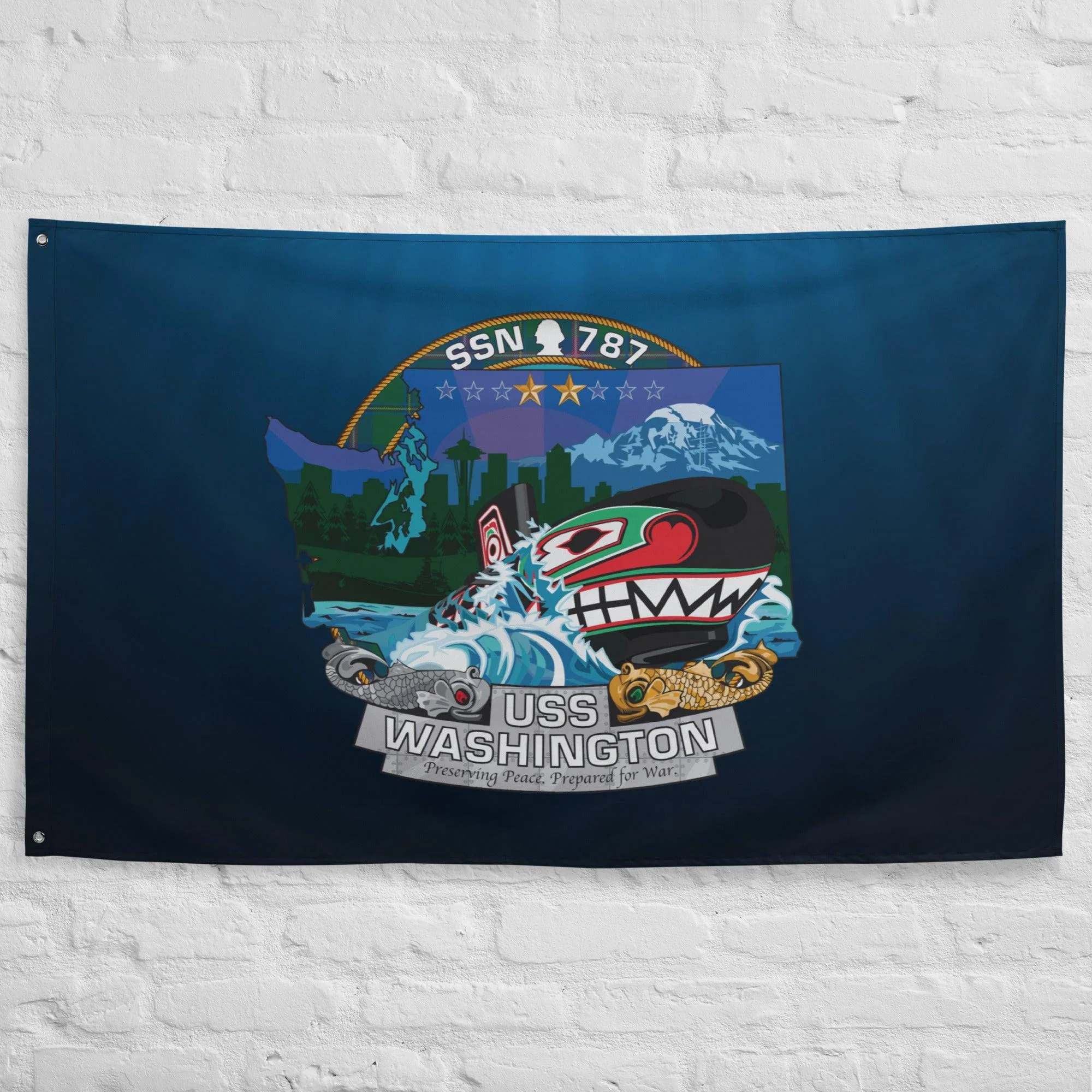 USS Washington (SSN-787) Submarine Wall Flag - Image 2