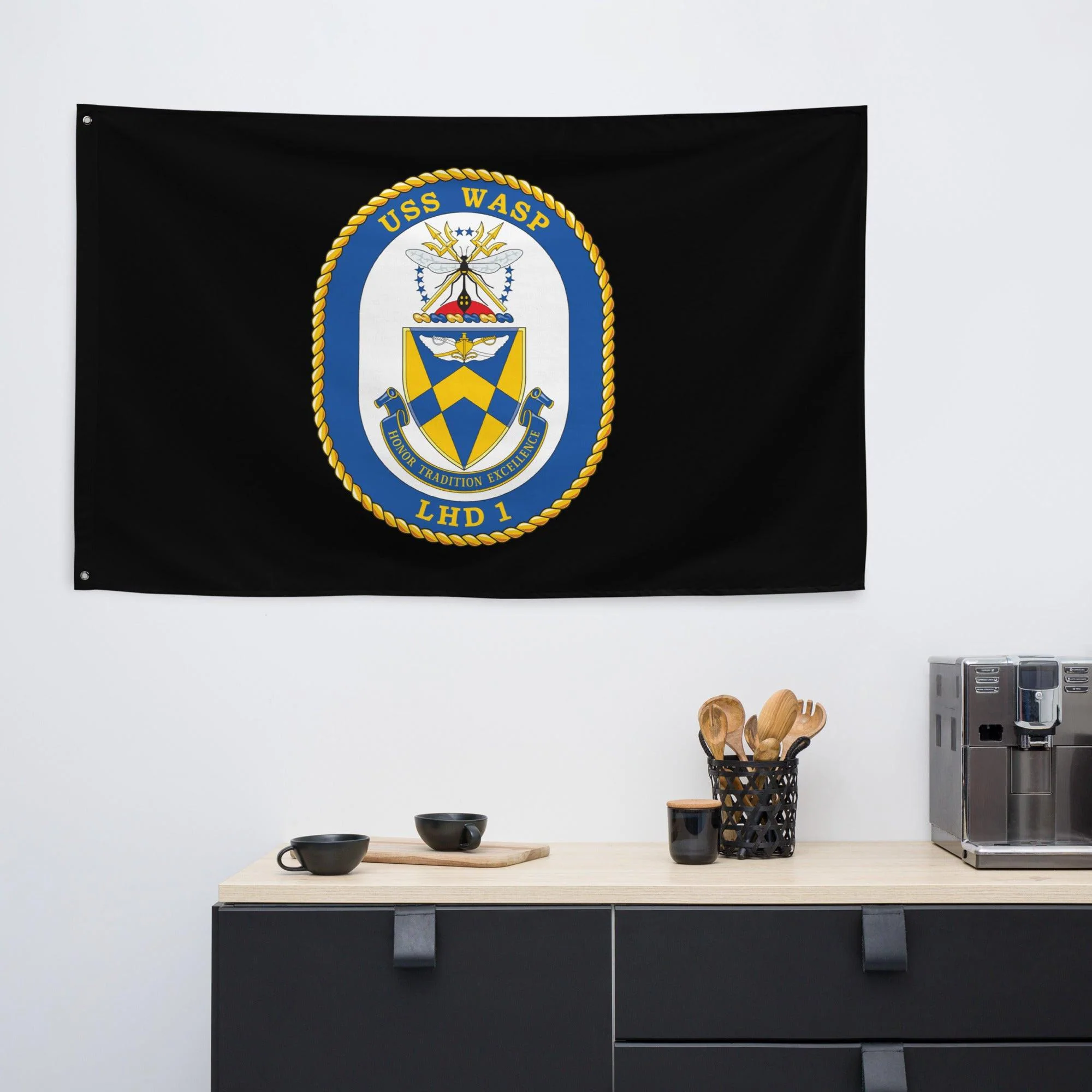 USS Wasp (LHD-1) Black Wall Flag - Image 2