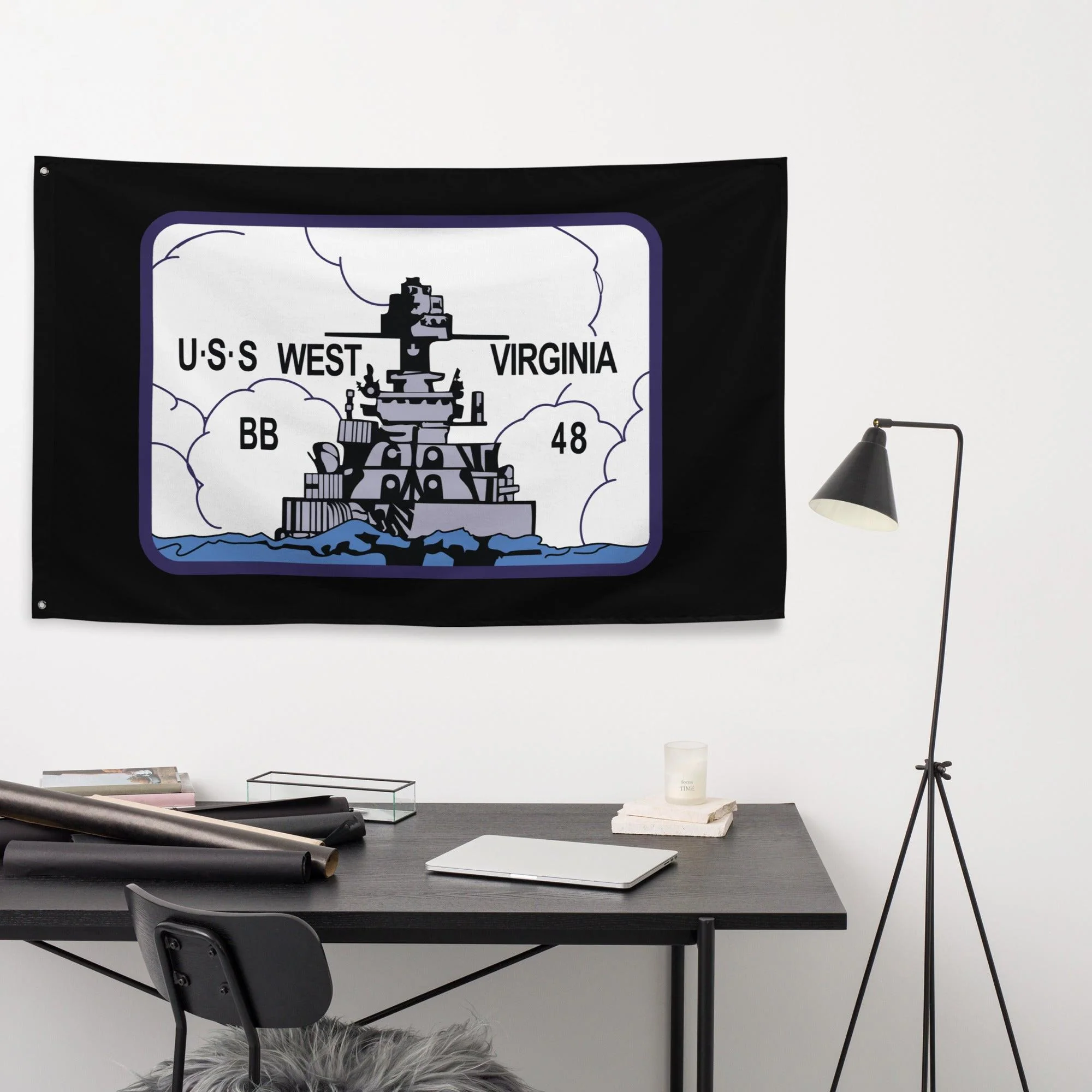 USS West Virginia (BB-48) Battleship Legacy Indoor Wall Flag - Image 4