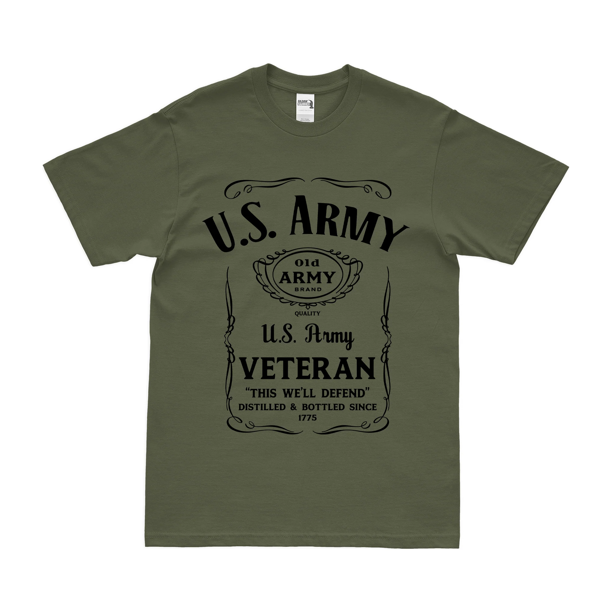 U.S. Army Veteran Whiskey Label T-Shirt - Image 2