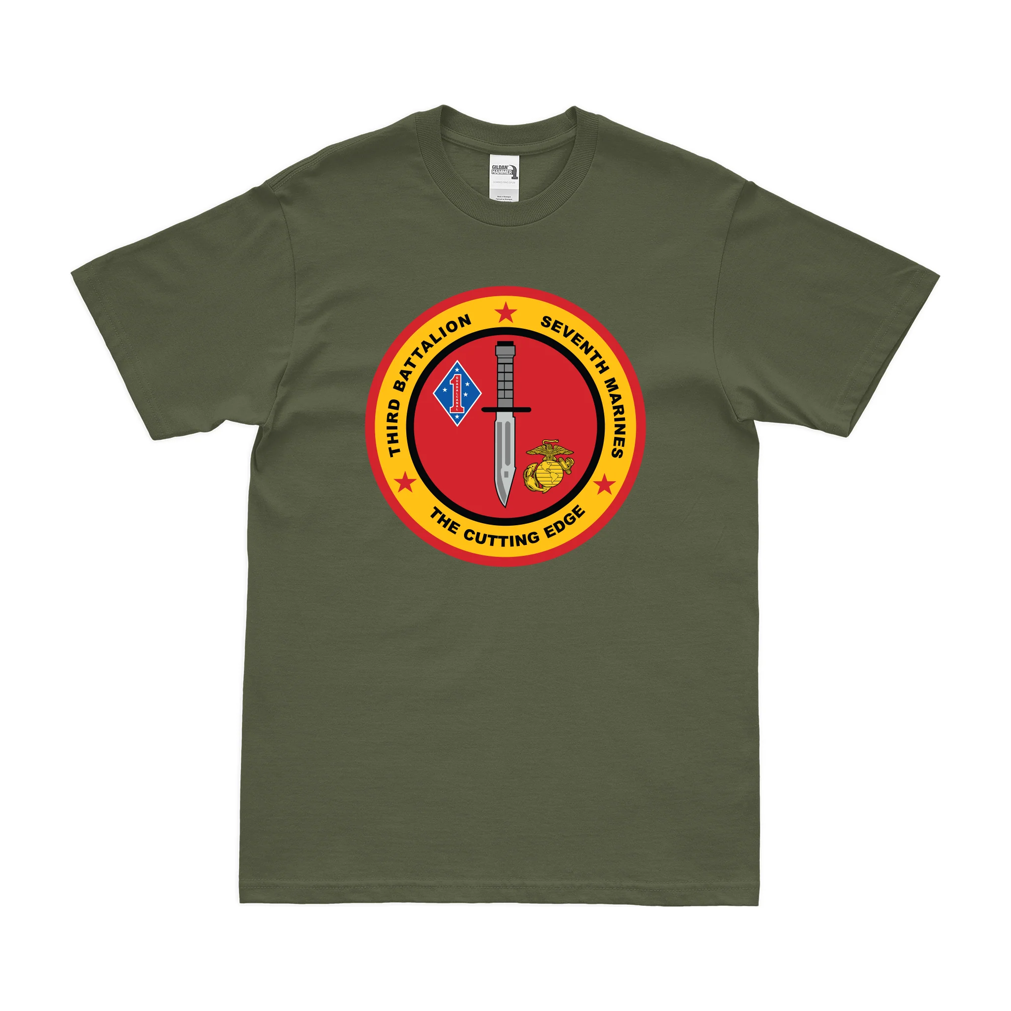 Vintage 3/7 Marines Unit Logo Emblem T-Shirt - Image 2