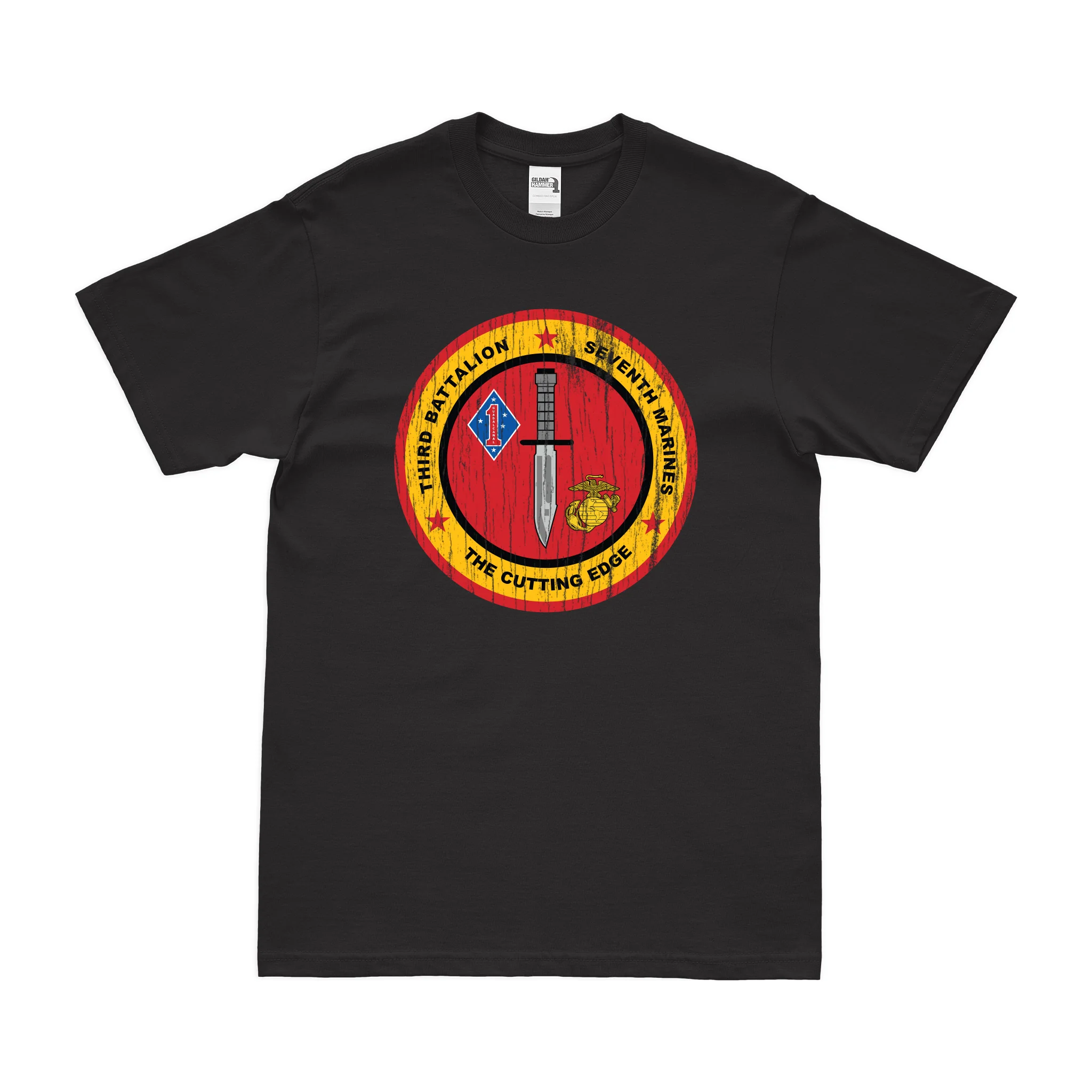 Vintage 3/7 Marines Unit Logo Emblem T-Shirt - Image 3