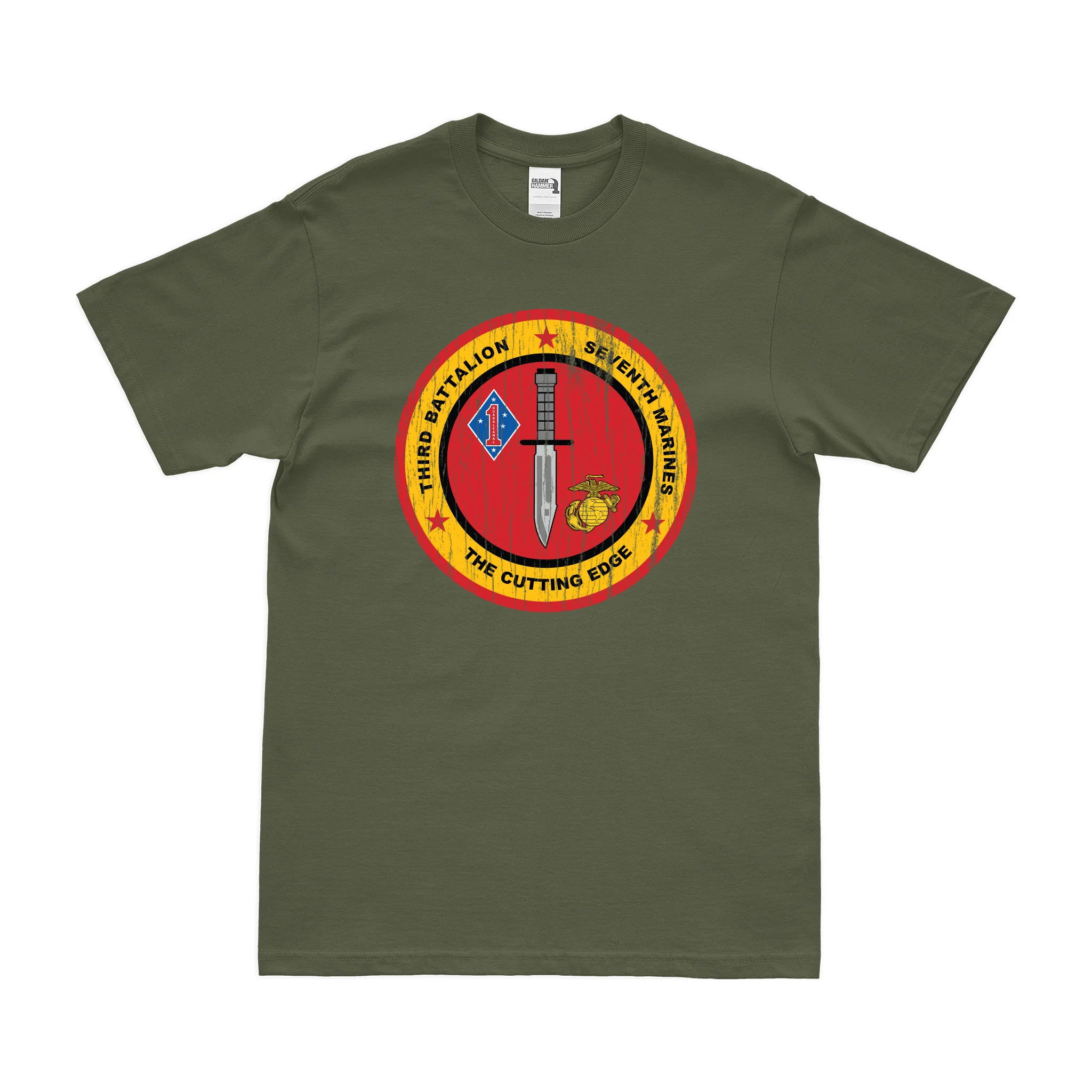 Vintage 3/7 Marines Unit Logo Emblem T-Shirt - Image 4