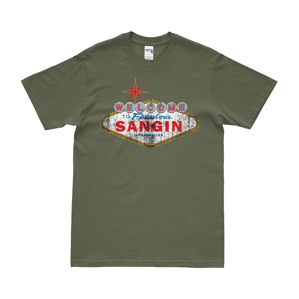 Welcome to Fabulous Sangin Afghanistan Operation Enduring Freedom USMC T-Shirt - Image 2