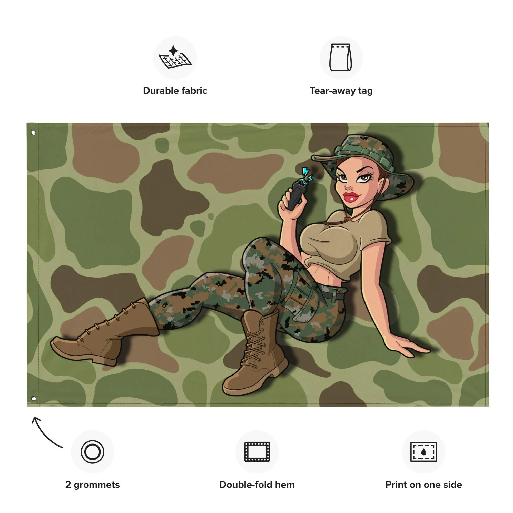Yesi’s USMC Pin-Up Girl Frogskin Camo Taser Flag - Image 4