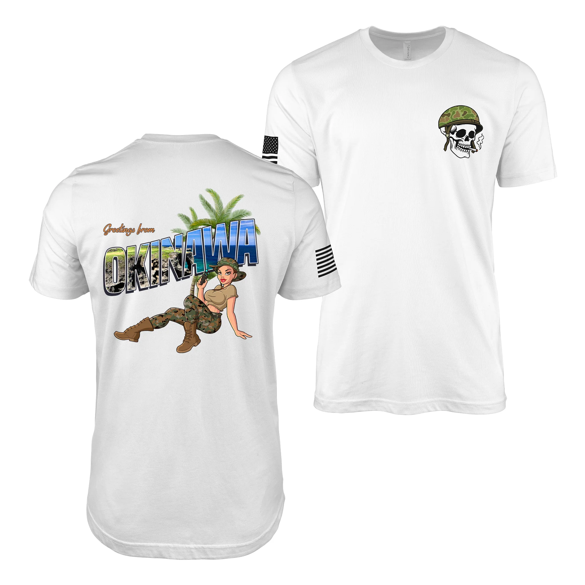 Yesi's Greetings From Okinawa Pin-Up T-Shirt - Image 5