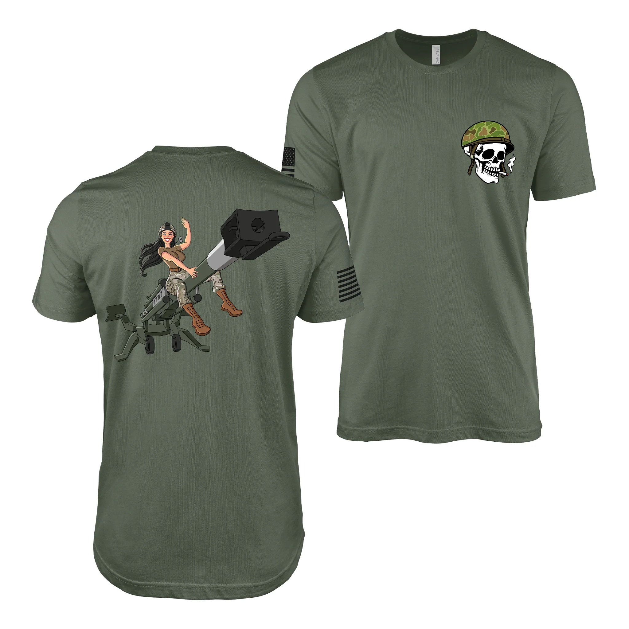Princess of Battle - U.S. Army Field Artillery Pin-Up Girl T-Shirt - Image 3