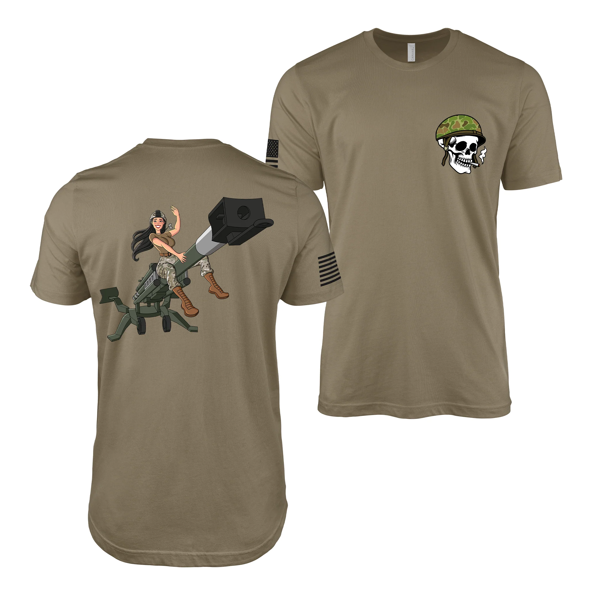 Princess of Battle - U.S. Army Field Artillery Pin-Up Girl T-Shirt - Image 4