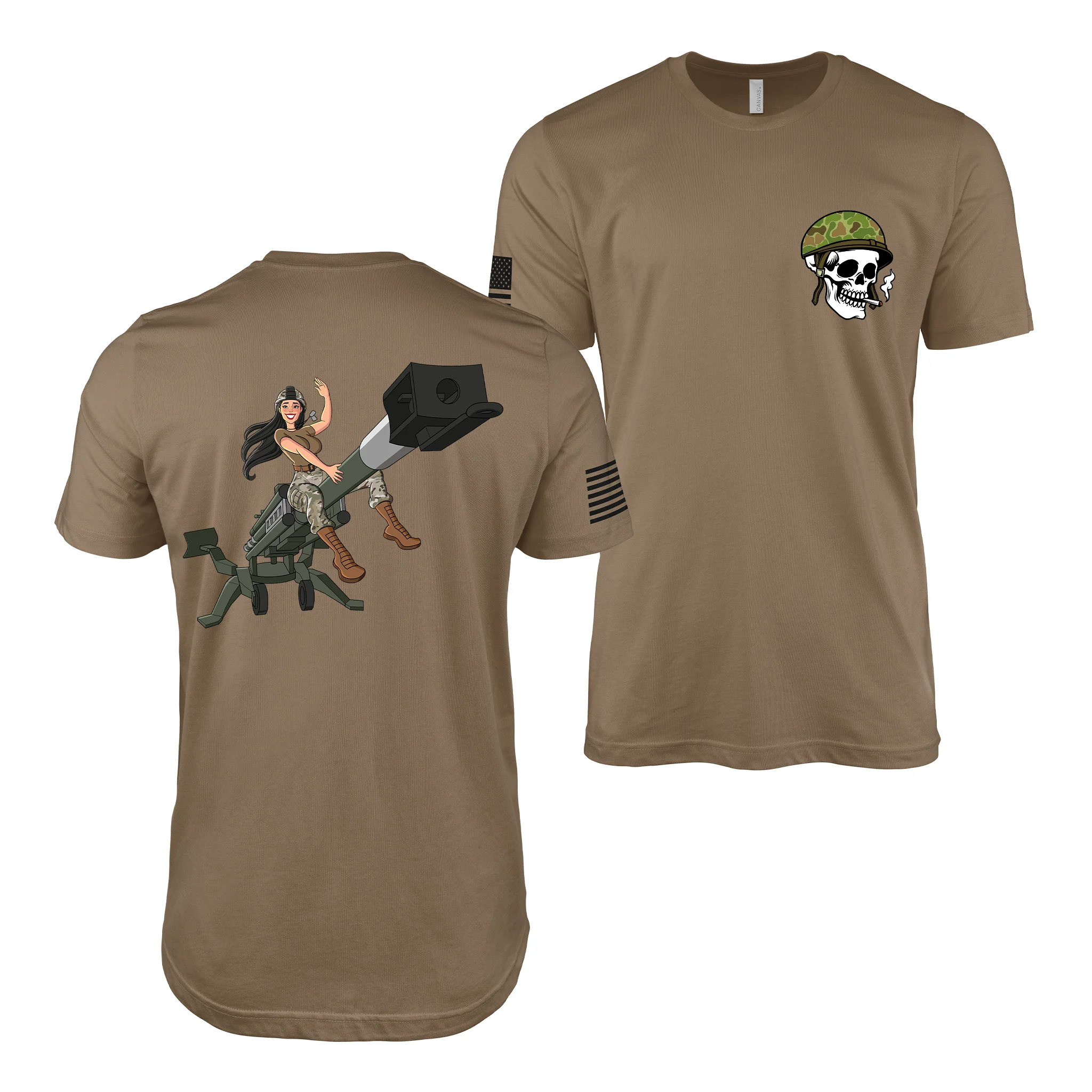 Princess of Battle - U.S. Army Field Artillery Pin-Up Girl T-Shirt - Image 5